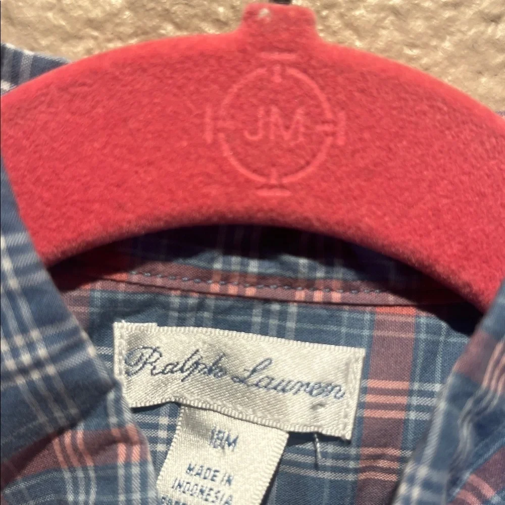 Ralph Lauren Baby Boy’s Preppy Plaid Cotton Button Down Shirt Size 18 Months